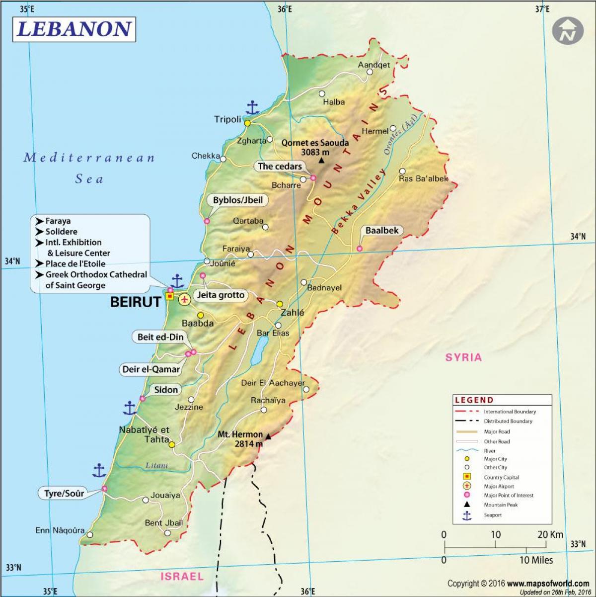 mapa Libano europan 