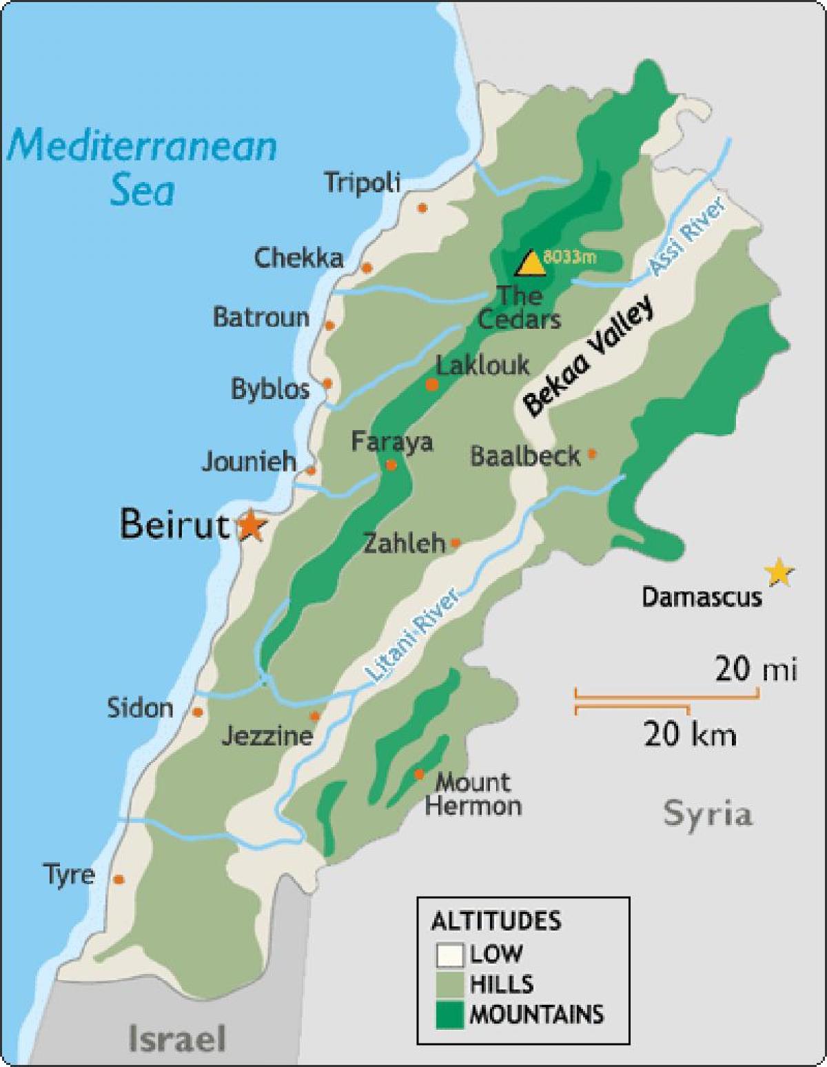 mapa Libano klima
