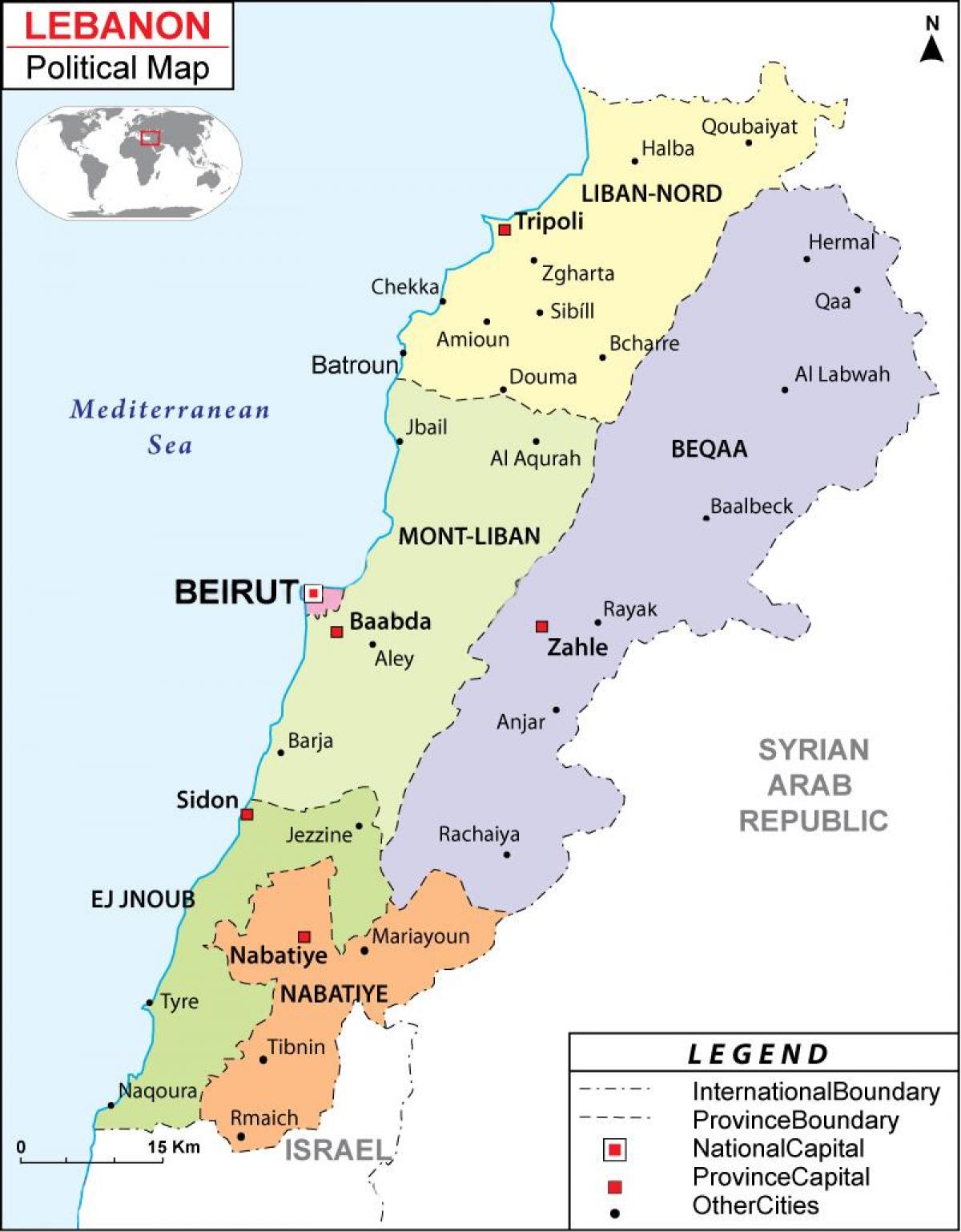 mapa politiko Libano