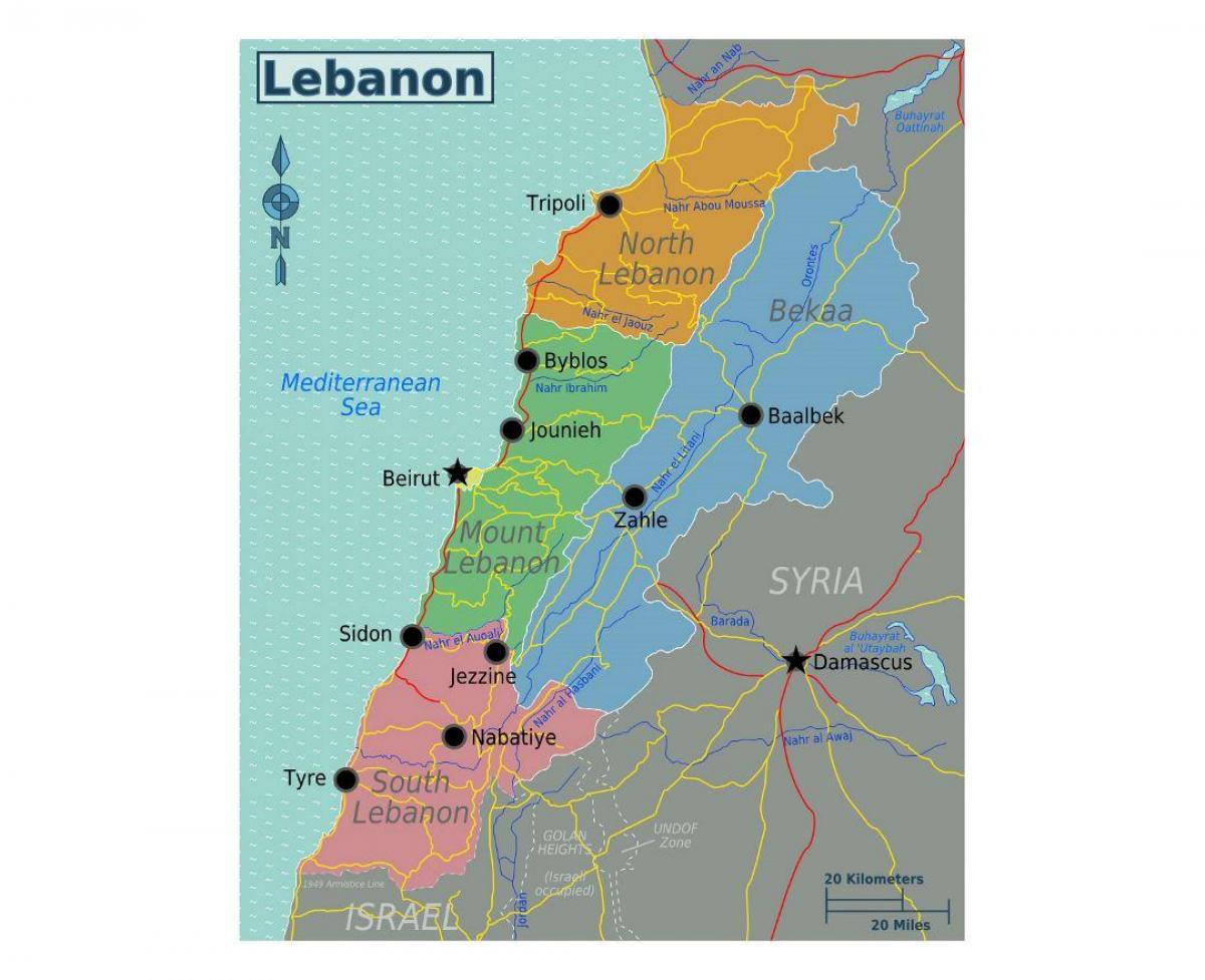 mapa Libano turismo